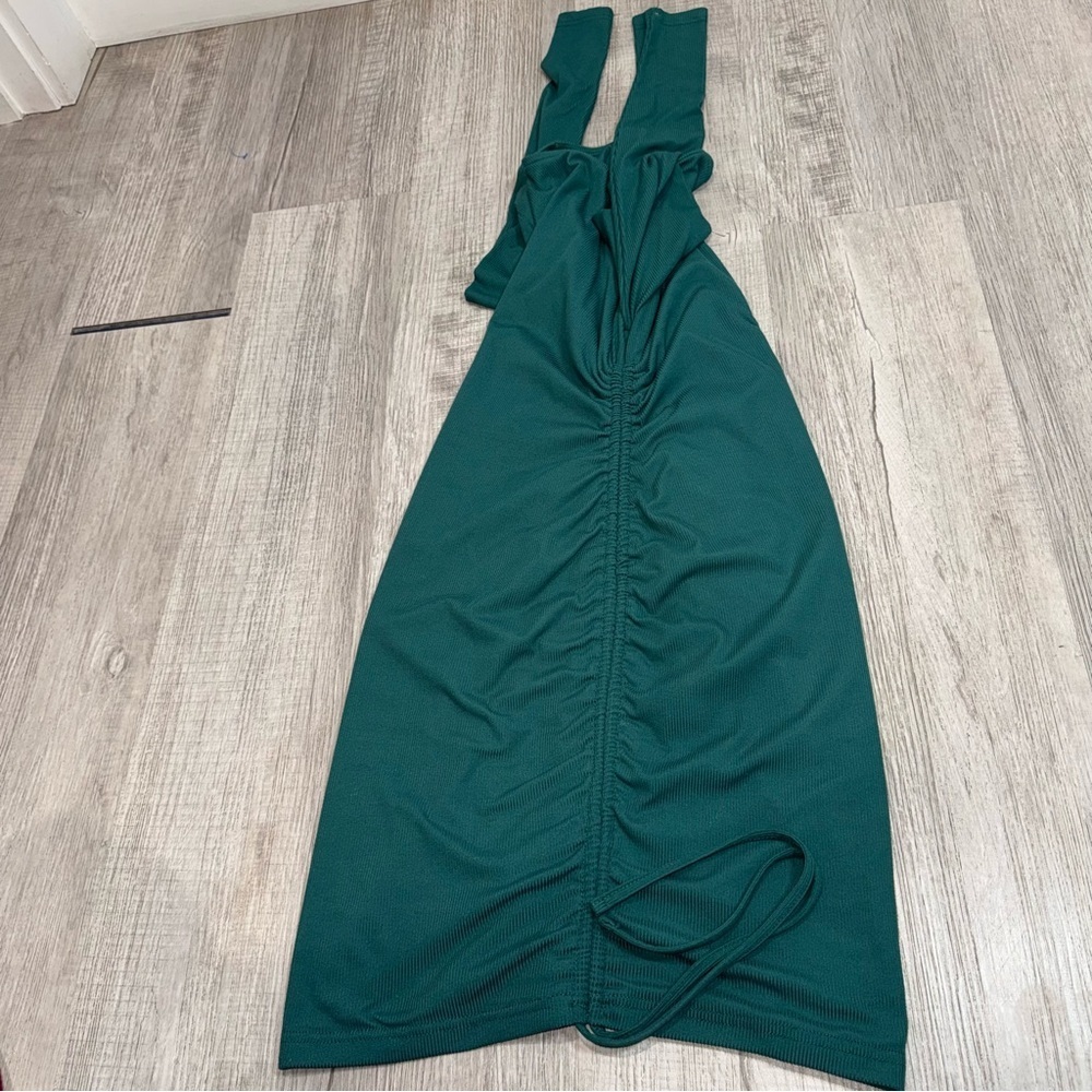 Justify Teal Long-Sleeve Ruched Mini Dress size M - Picture 10 of 11